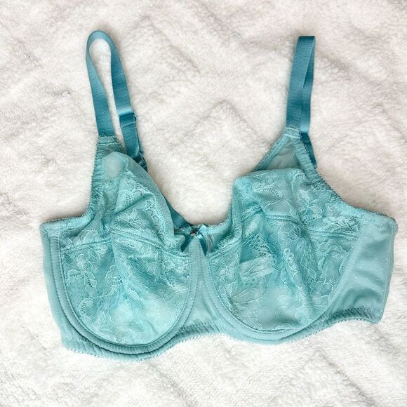 Wacoal Retro Chic Full Figure Underwire Bra Size 36DD Aqua Blue - Picture 1 of 3